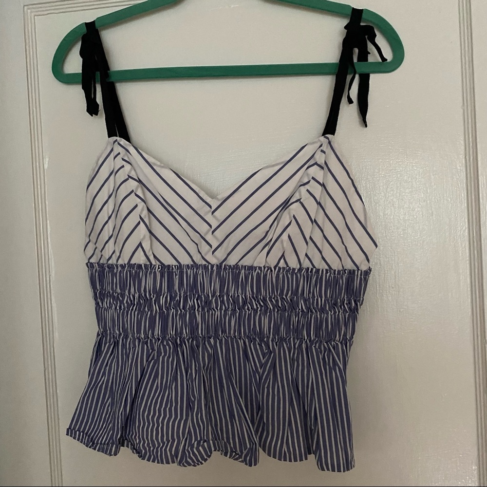 Express peplum top. Blue and white. Size large.